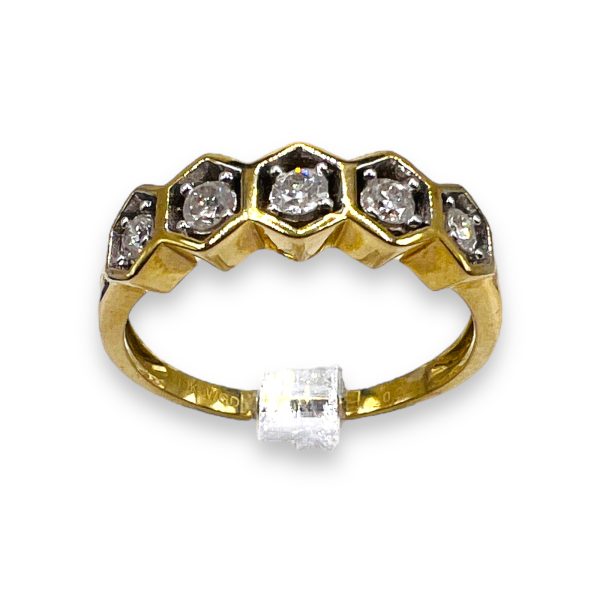 10k Yellow Gold Diamond Octagon Band Ring, Size 7 - Image 9