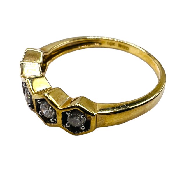 10k Yellow Gold Diamond Octagon Band Ring, Size 7 - Image 5