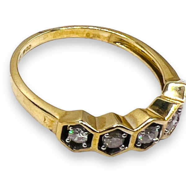 10k Yellow Gold Diamond Octagon Band Ring, Size 7 - Image 4