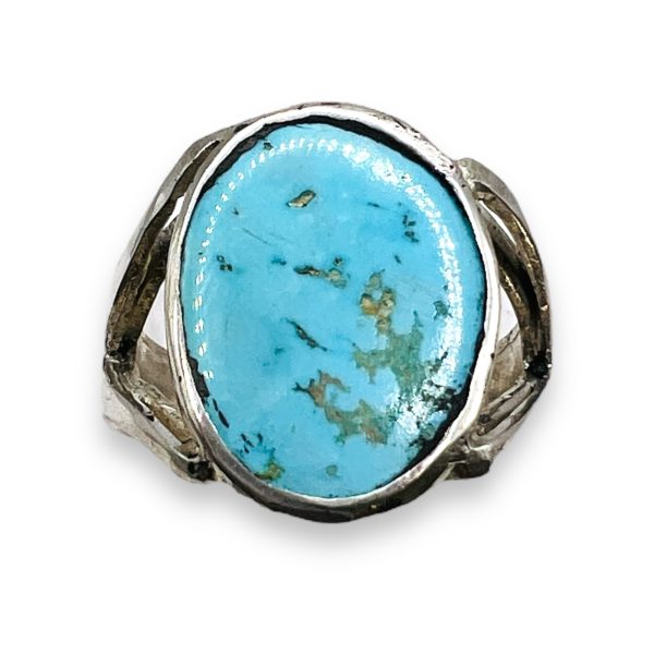 925 Sterling Silver Persian Blue Turquoise Ring, Size 8.5