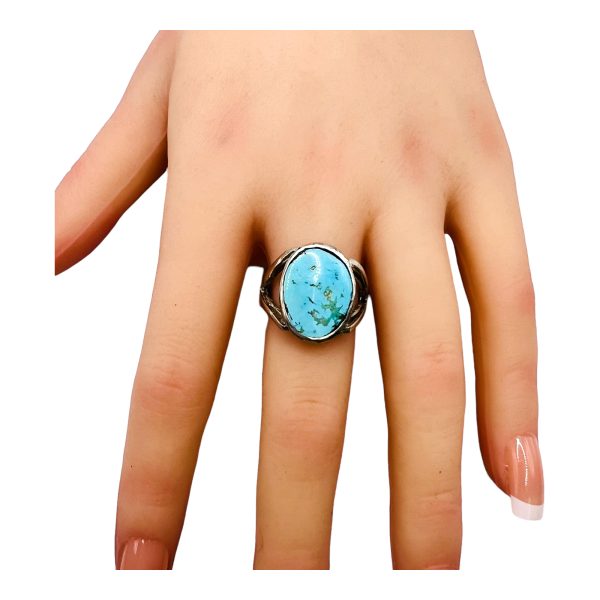 925 Sterling Silver Persian Blue Turquoise Ring, Size 8.5 - Image 3