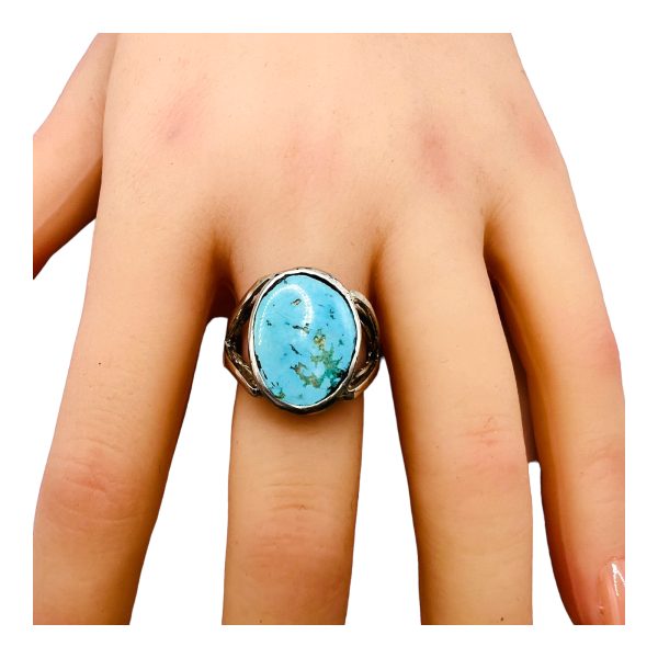 925 Sterling Silver Persian Blue Turquoise Ring, Size 8.5 - Image 2