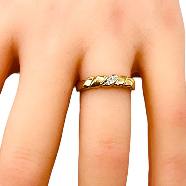 Minimalist Diamond Band Ring, Size 6 | 14k Solid Gold - Image 3