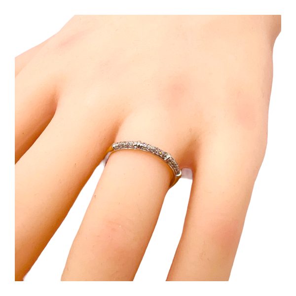 14k Yellow Gold Two-Tone Pave Diamond Band Ring, size 7 - Image 10