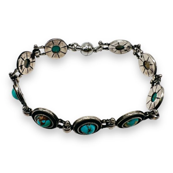 Multi Stone Persian Turquoise Connector Link Bracelet - Image 6