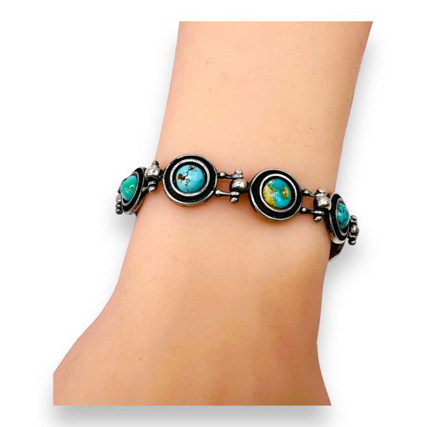 Multi Stone Persian Turquoise Connector Link Bracelet - Image 2