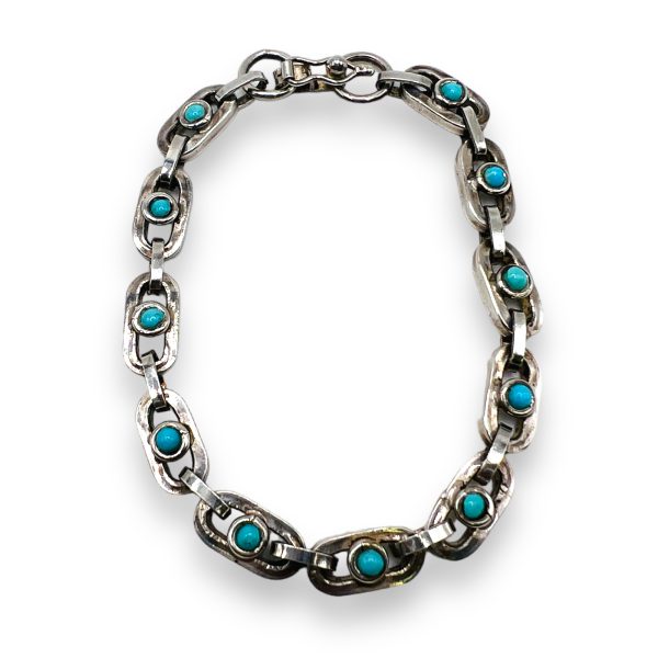 Persian Turquoise Bicycle Chain Link Bracelet | 925 Silver