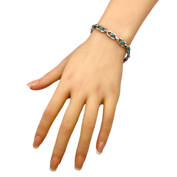 Persian Turquoise Bicycle Chain Link Bracelet | 925 Silver - Image 4