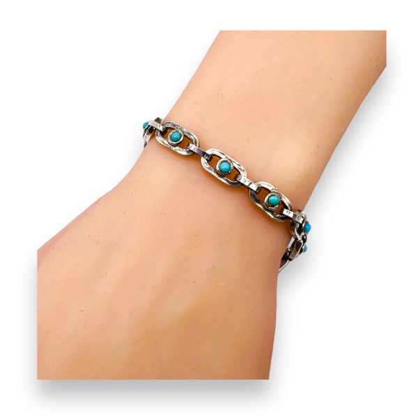 Persian Turquoise Bicycle Chain Link Bracelet | 925 Silver - Image 3