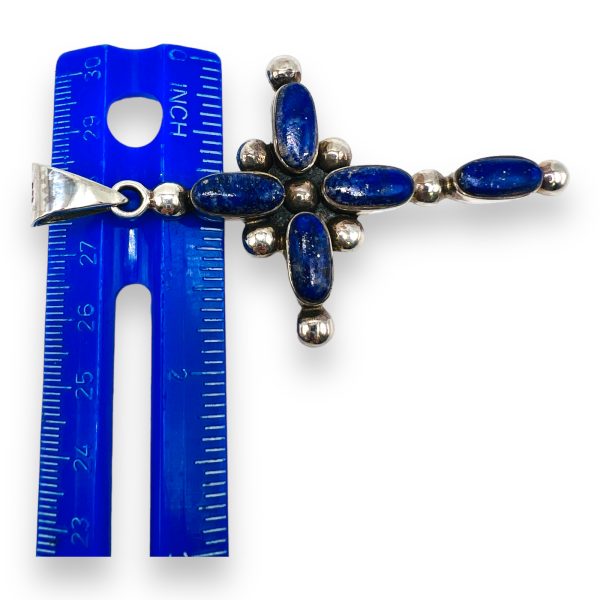 925 Sterling Silver Large Blue Lapis Lazuli Cross - Image 7