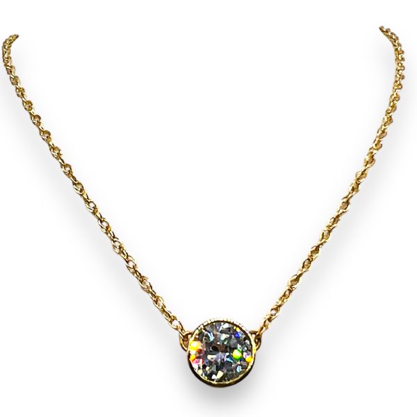 14k Yellow Gold Round Cubic Zirconia Pendant Necklace - Image 3