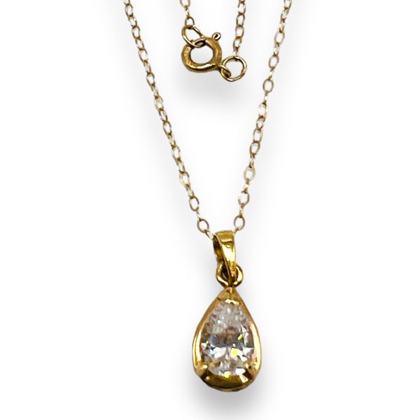 14k Yellow Gold Cubic Zirconia Pendant Chain - Image 2