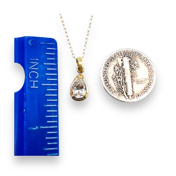 14k Yellow Gold Cubic Zirconia Pendant Chain - Image 3