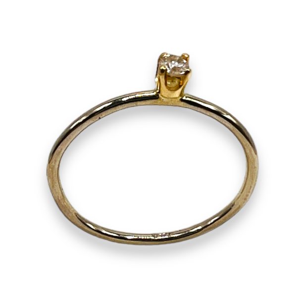 Single Diamond Pinky Ring, 14k Two-Tone Gold, size 2, 3, 3.5 - Image 3