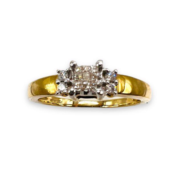 14k Yellow Gold Diamond Pave Engagement Ring Size 6.75