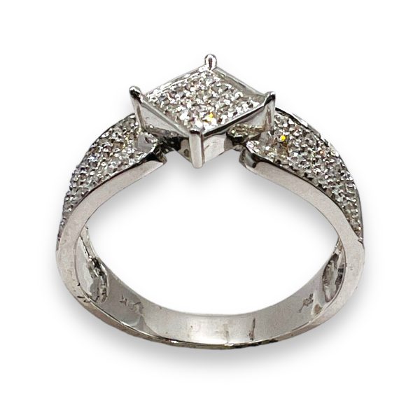 10k White Gold Modern Pave Set Diamond Ring size 6.75 - Image 2