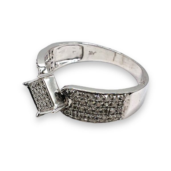 10k White Gold Modern Pave Set Diamond Ring size 6.75 - Image 3