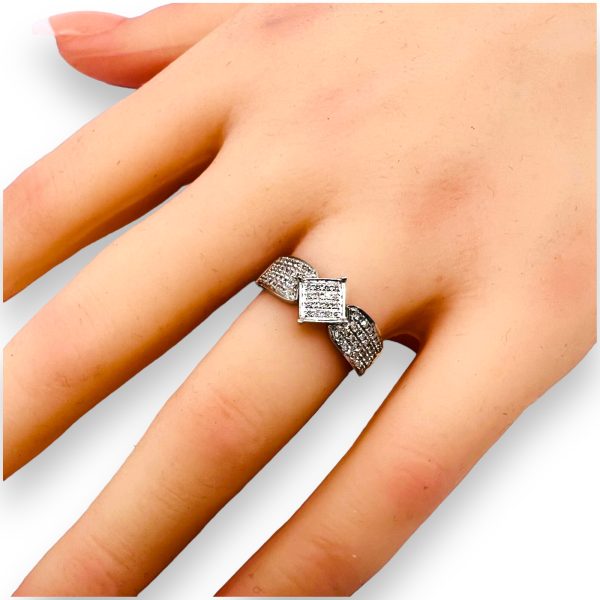 10k White Gold Modern Pave Set Diamond Ring size 6.75 - Image 9