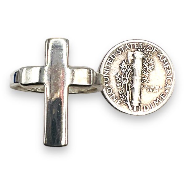 925 Solid Sterling Silver Religious Cross Ring Size | 5.75 - Image 9