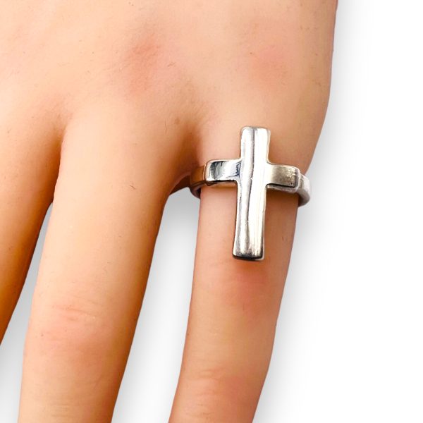 925 Solid Sterling Silver Religious Cross Ring Size | 5.75 - Image 2