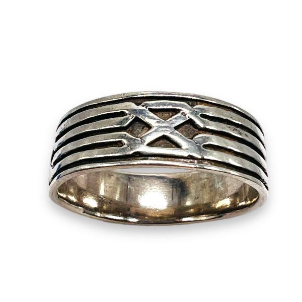 Men's X Ring Oxidized 925 Sterling Silver, Size 14