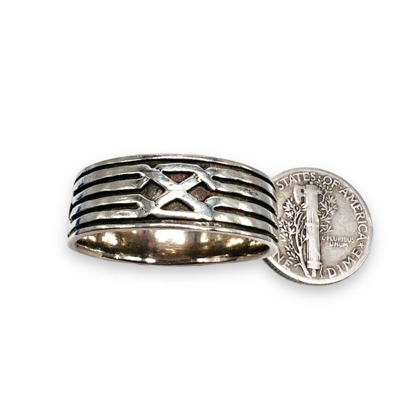 Men's X Ring Oxidized 925 Sterling Silver, Size 14 - Image 5