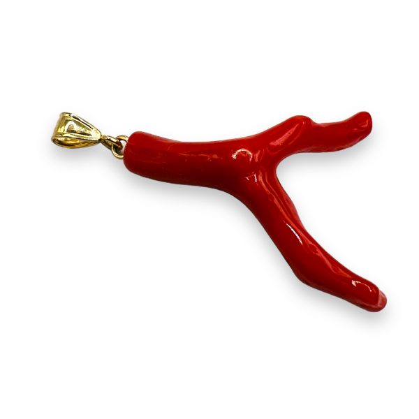 14k Gold Italian Red Coral Tree Branch Pendant - Image 4