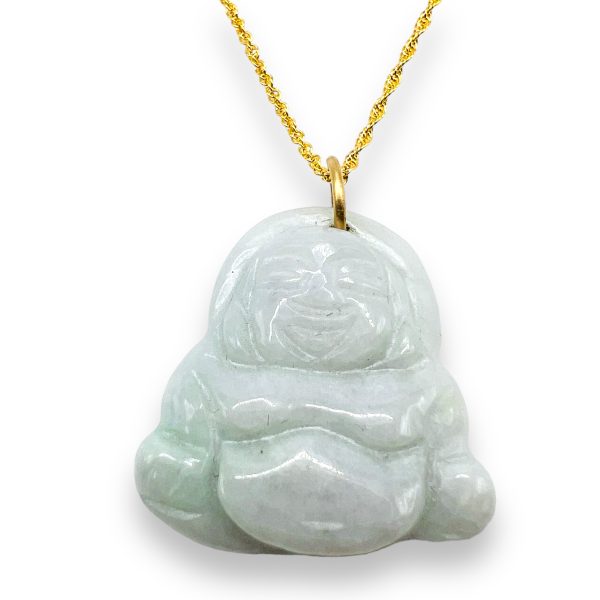 Jade Buddha Pendant Necklace 14K Real Yellow Gold Chain - Image 6