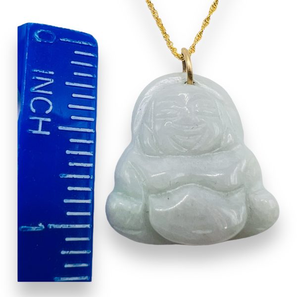 Jade Buddha Pendant Necklace 14K Real Yellow Gold Chain - Image 4