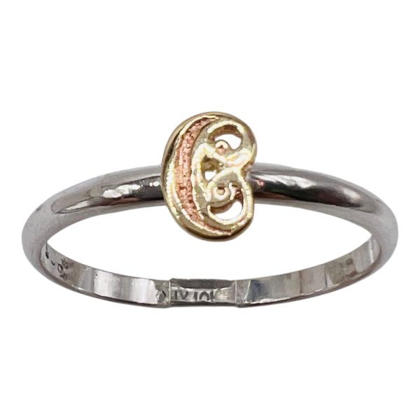 Silver Ring with Initial 'C' 10k Gold Letter, Size 11 - Image 8