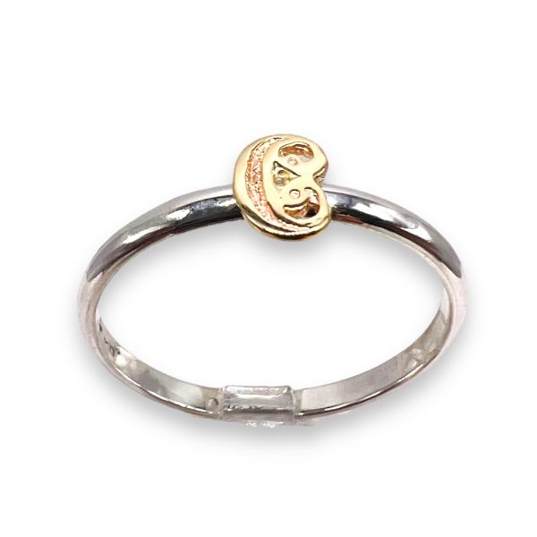 Silver Ring with Initial 'C' 10k Gold Letter, Size 11 - Image 7