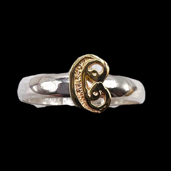 Initial Ring "C" Gold Lettering, Size 6 | 925 Silver - Image 2