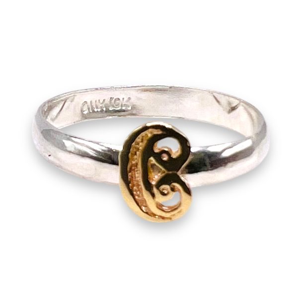 Initial Ring "C" Gold Lettering, Size 6 | 925 Silver - Image 9