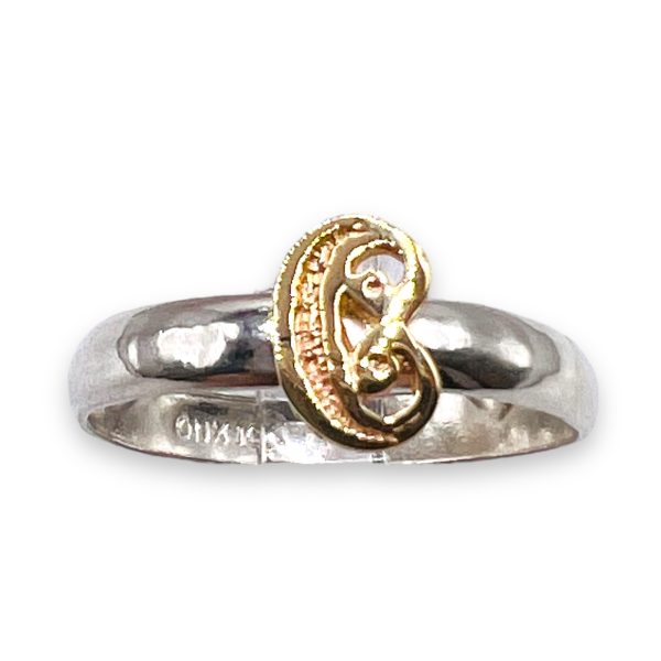 Alphabet Rings Initial "C" 10k Gold Lettering, Size 12