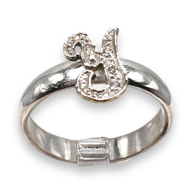 Silver Ring Gold & Diamond Initials ' Y', Size 9 | 10k Gold - Image 3