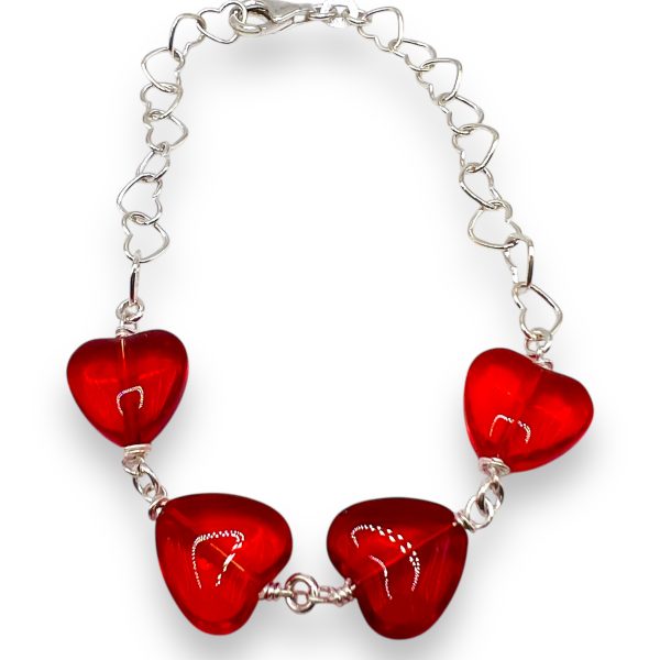 Red Hearts Dangle Charm Bracelet | 925 Sterling Silver - Image 4