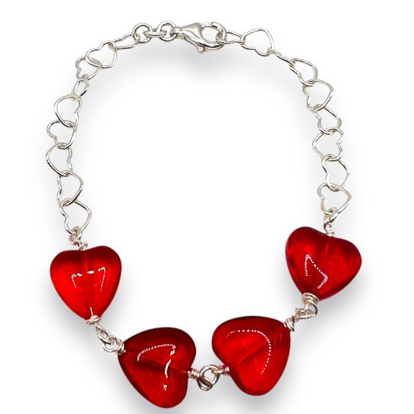 Red Hearts Dangle Charm Bracelet | 925 Sterling Silver - Image 7