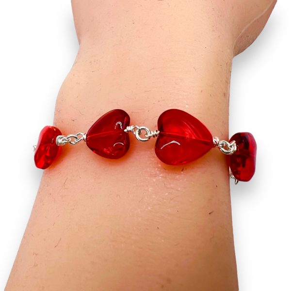 Red Hearts Dangle Charm Bracelet | 925 Sterling Silver - Image 3