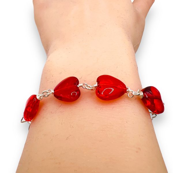 Red Hearts Dangle Charm Bracelet | 925 Sterling Silver - Image 8