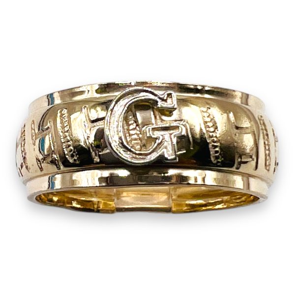 Ring With Initial ‘G’ Letter 10k Two-Tone Gold, sz 5.75