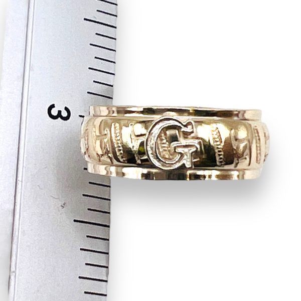 Ring With Initial ‘G’ Letter 10k Two-Tone Gold, sz 5.75 - Image 3