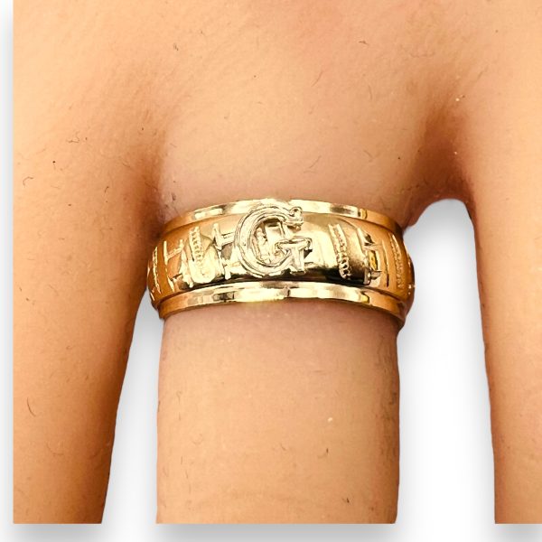 Ring With Initial ‘G’ Letter 10k Two-Tone Gold, sz 5.75 - Image 8