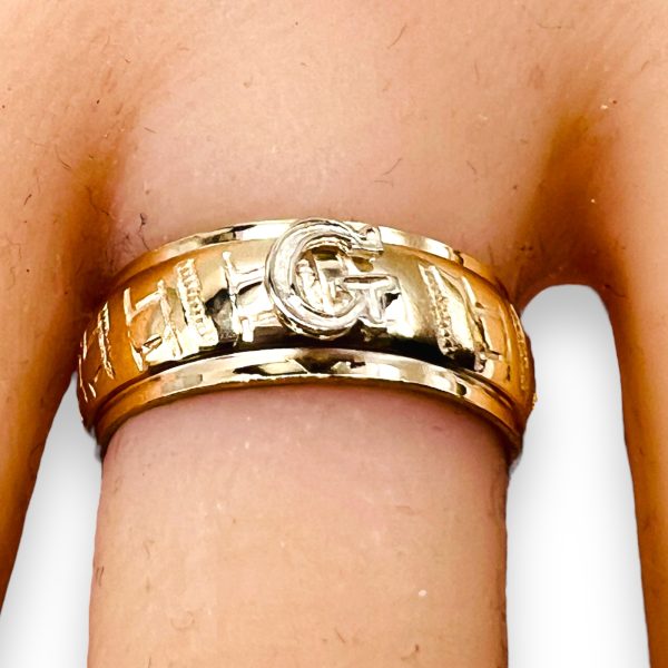 Ring With Initial ‘G’ Letter 10k Two-Tone Gold, sz 5.75 - Image 9