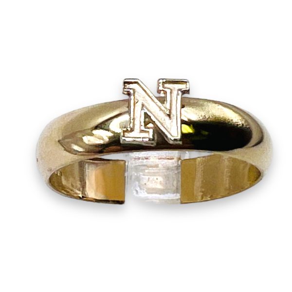 Letter Ring With Initial "N" 10k Two-Tone White Yellow Gold - Image 2