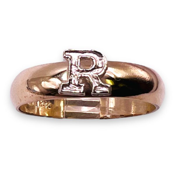 Ring With Initial "R" 10k Yellow & White Gold, sz 5.75 - Image 2