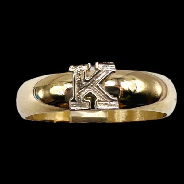 Ring With Initial “N” Letter 10k White & Yellow Gold, sz 5 - Image 2