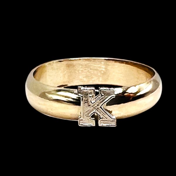 Ring With Initial “N” Letter 10k White & Yellow Gold, sz 5 - Image 8