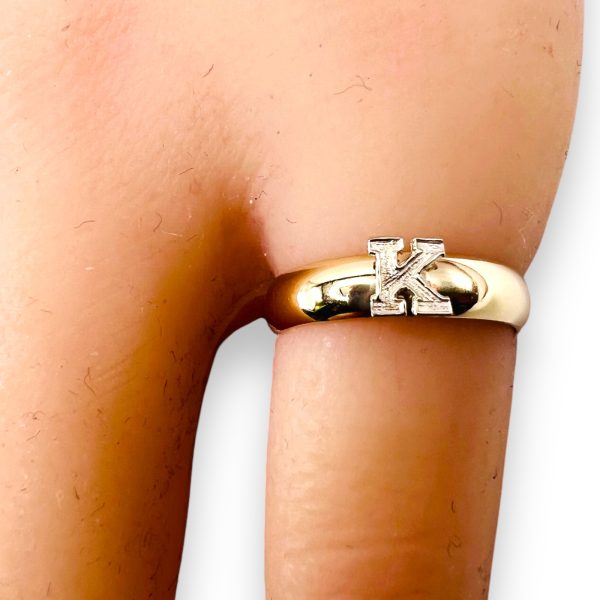 Ring With Initial “N” Letter 10k White & Yellow Gold, sz 5 - Image 11