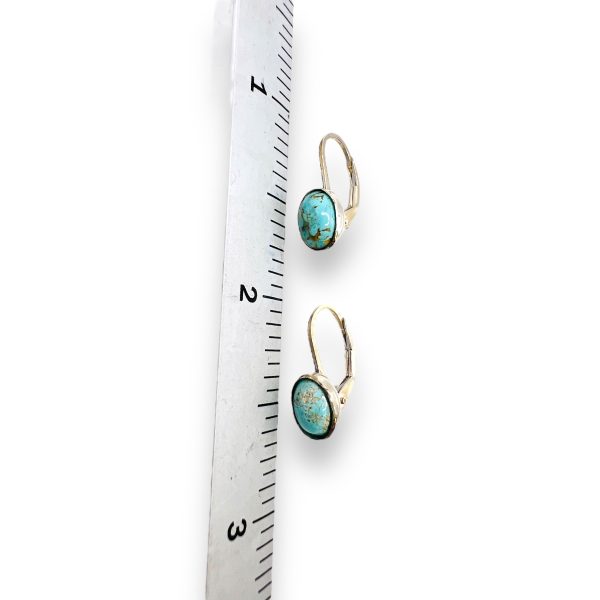 Light Blue Persian Turquoise Oval Earrings | Silver - Image 4