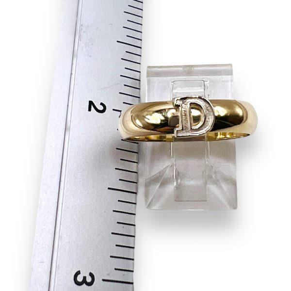 Ring With Initial 'D' 10k White Gold Letter & Gold Band - Image 3